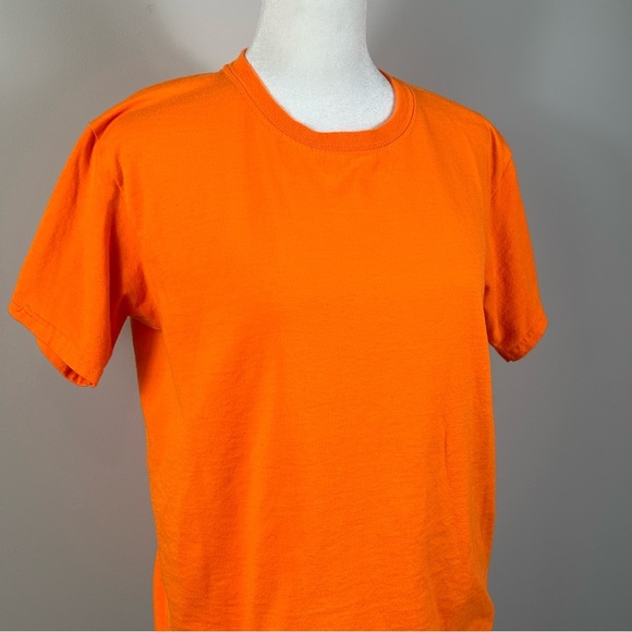 Gildan Ultra Cotton Bright Orange Short Sleeve Tee Youth L Unisex Basic T-Shirt - Picture 6 of 6